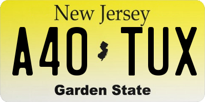 NJ license plate A40TUX