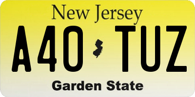 NJ license plate A40TUZ