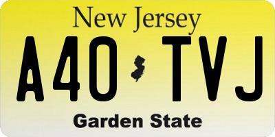 NJ license plate A40TVJ
