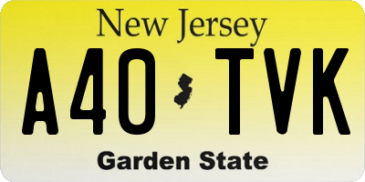 NJ license plate A40TVK