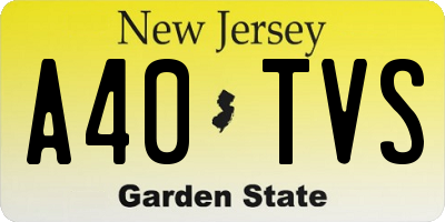 NJ license plate A40TVS