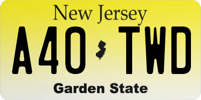 NJ license plate A40TWD