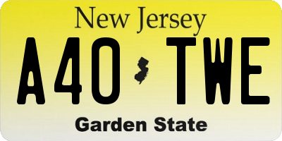 NJ license plate A40TWE