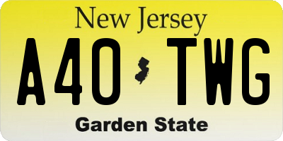 NJ license plate A40TWG