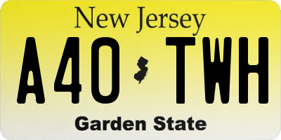 NJ license plate A40TWH