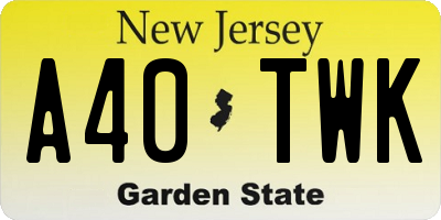NJ license plate A40TWK