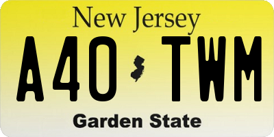 NJ license plate A40TWM