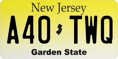 NJ license plate A40TWQ