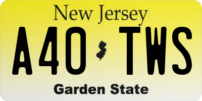 NJ license plate A40TWS