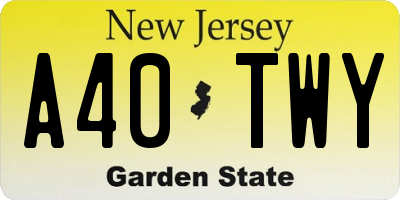 NJ license plate A40TWY