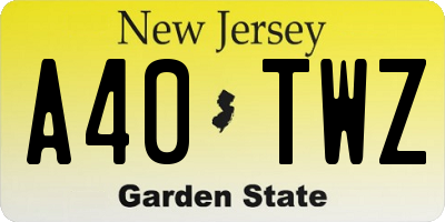 NJ license plate A40TWZ