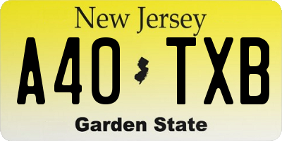 NJ license plate A40TXB
