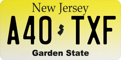 NJ license plate A40TXF