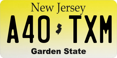NJ license plate A40TXM