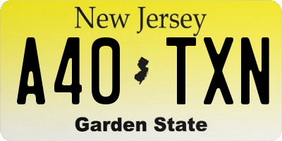 NJ license plate A40TXN