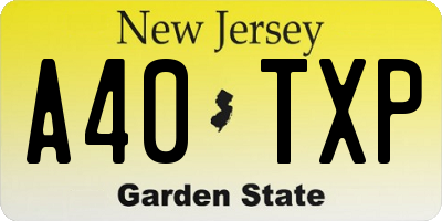 NJ license plate A40TXP