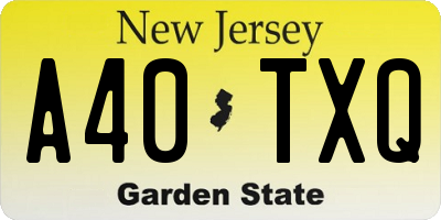 NJ license plate A40TXQ