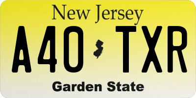 NJ license plate A40TXR