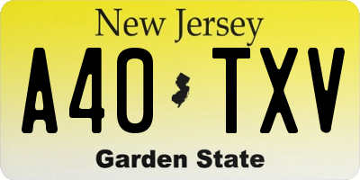 NJ license plate A40TXV