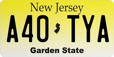 NJ license plate A40TYA