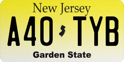 NJ license plate A40TYB