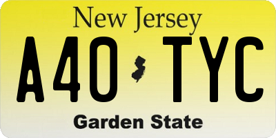 NJ license plate A40TYC