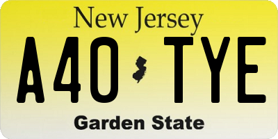 NJ license plate A40TYE