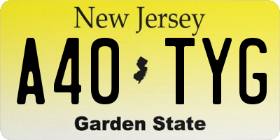 NJ license plate A40TYG