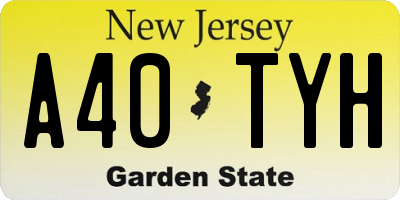 NJ license plate A40TYH