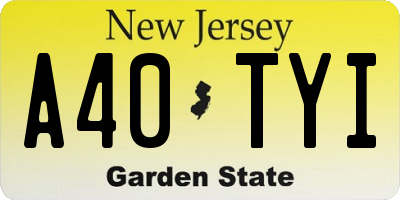 NJ license plate A40TYI