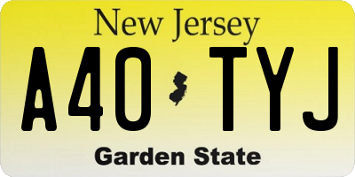 NJ license plate A40TYJ