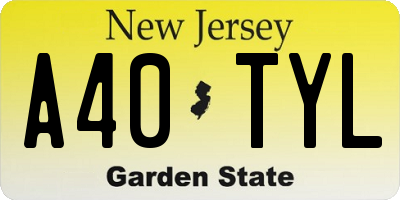 NJ license plate A40TYL