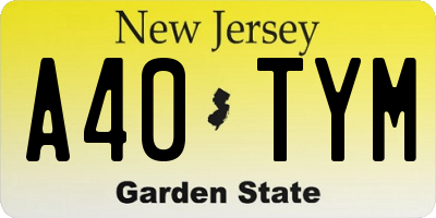 NJ license plate A40TYM
