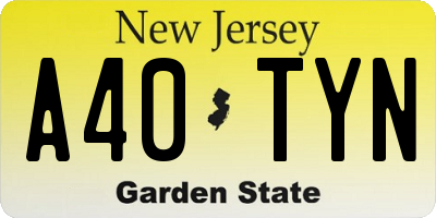 NJ license plate A40TYN
