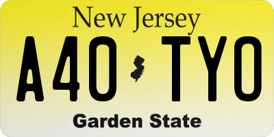 NJ license plate A40TYO