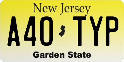 NJ license plate A40TYP