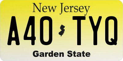 NJ license plate A40TYQ