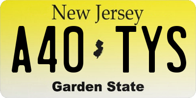 NJ license plate A40TYS