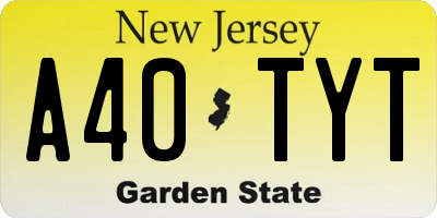 NJ license plate A40TYT