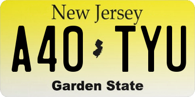 NJ license plate A40TYU