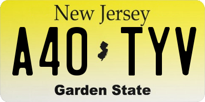 NJ license plate A40TYV