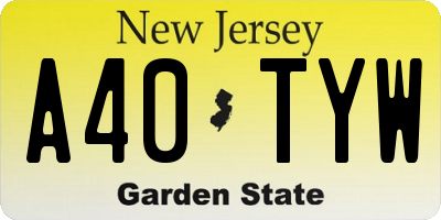 NJ license plate A40TYW