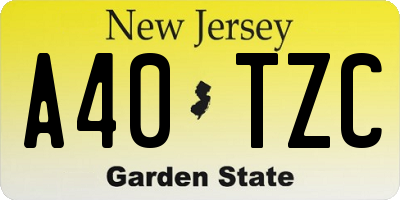 NJ license plate A40TZC