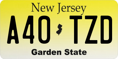 NJ license plate A40TZD