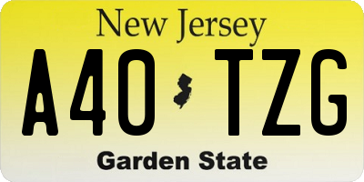NJ license plate A40TZG