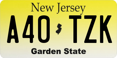 NJ license plate A40TZK