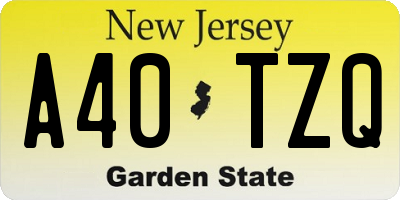 NJ license plate A40TZQ
