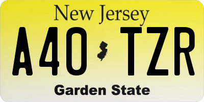 NJ license plate A40TZR