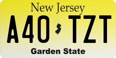 NJ license plate A40TZT
