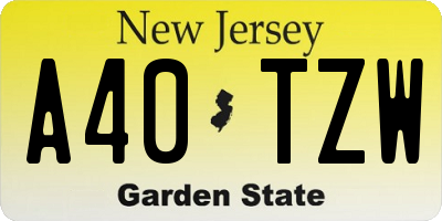 NJ license plate A40TZW